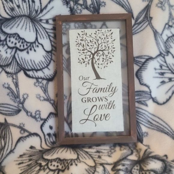 Our Family Grows with Love wall art 8"h x 4"w - dark brown and canvas - Picture 1 of 3